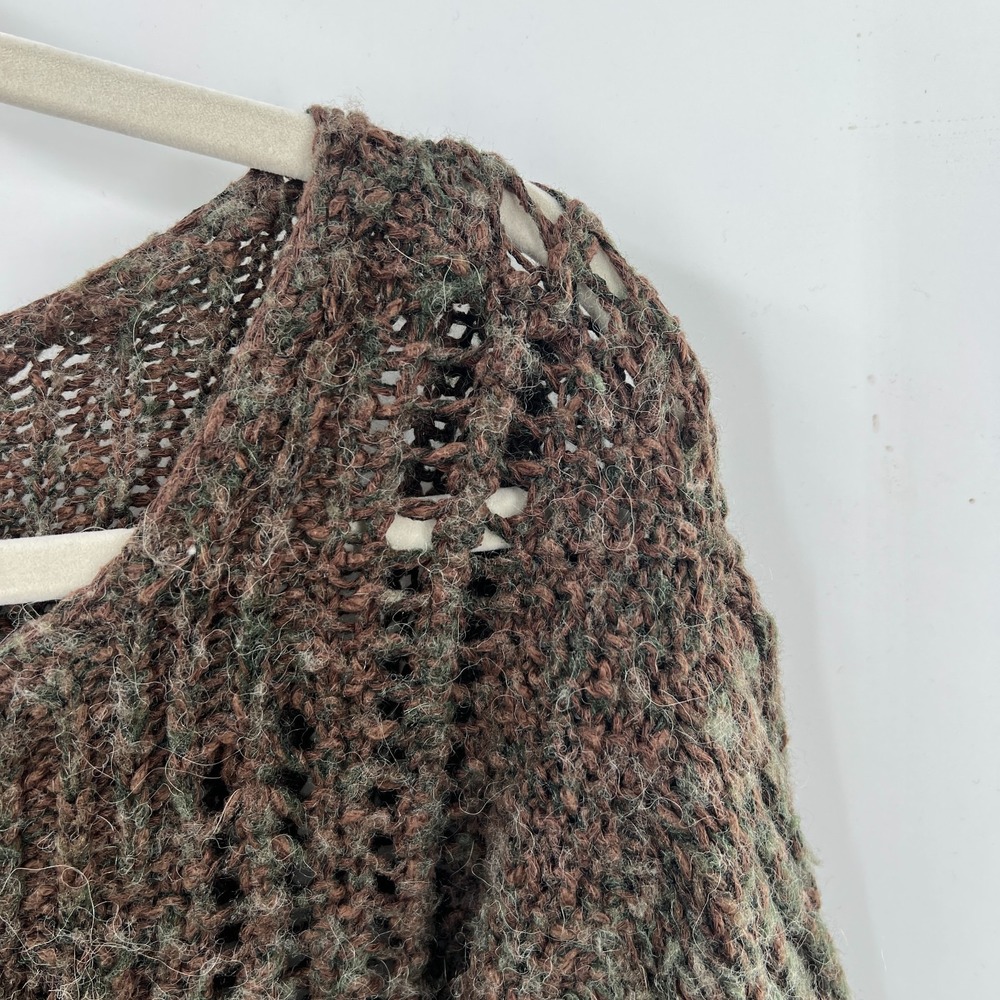 Free People loose cable knit boatneck goblincore fairycore boho sweater forest S - Picture 3 of 10
